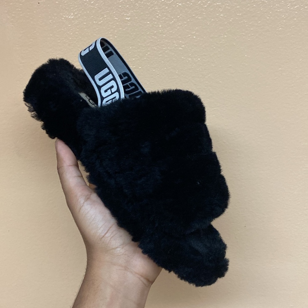 UGG Fluff Yeah Sandals “Black White” - Picture 11 of 16